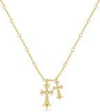 Plated Double Cross Pendant Necklace