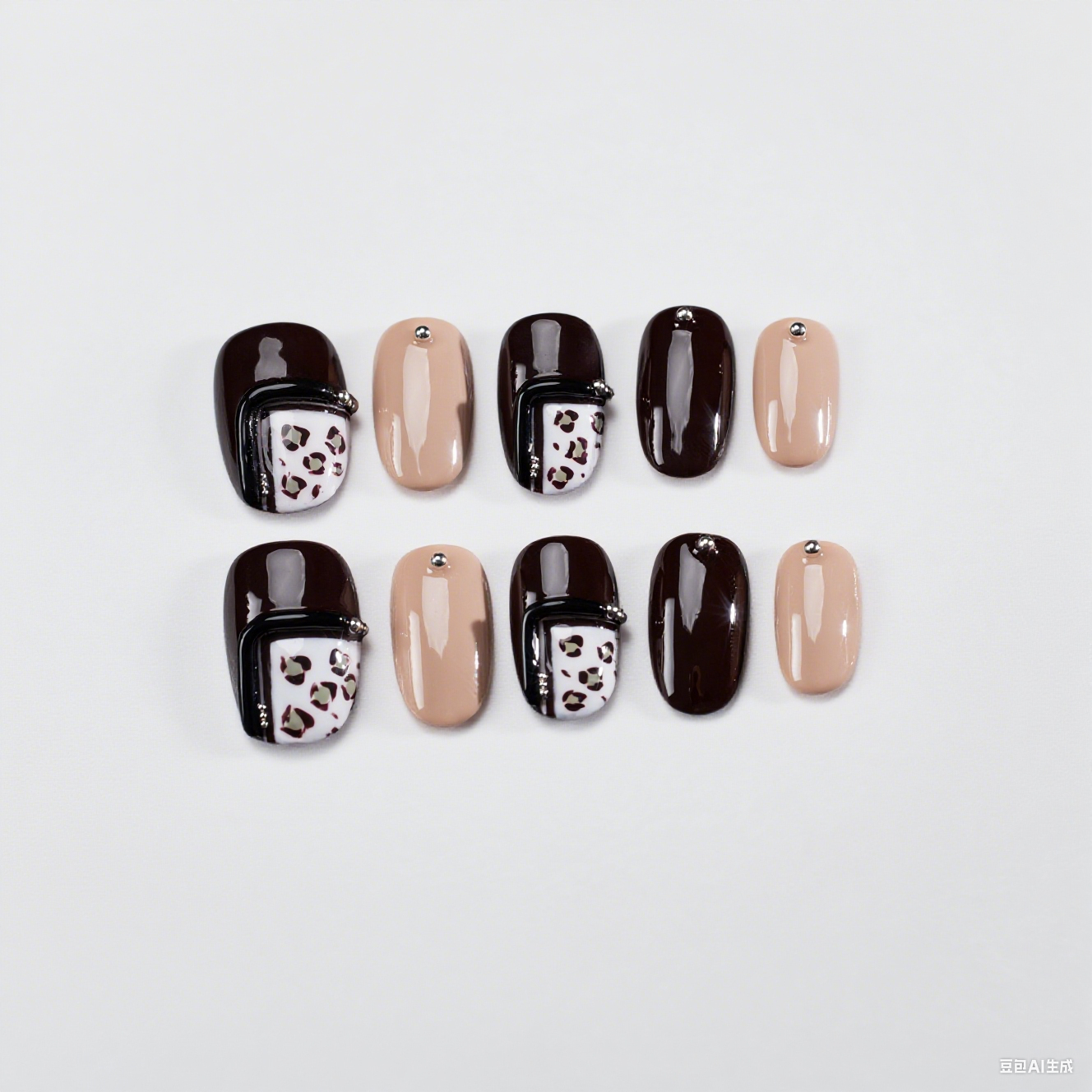 Trendy Two - Tone Leopard Nails with Sparkle - Must - Have Manicure