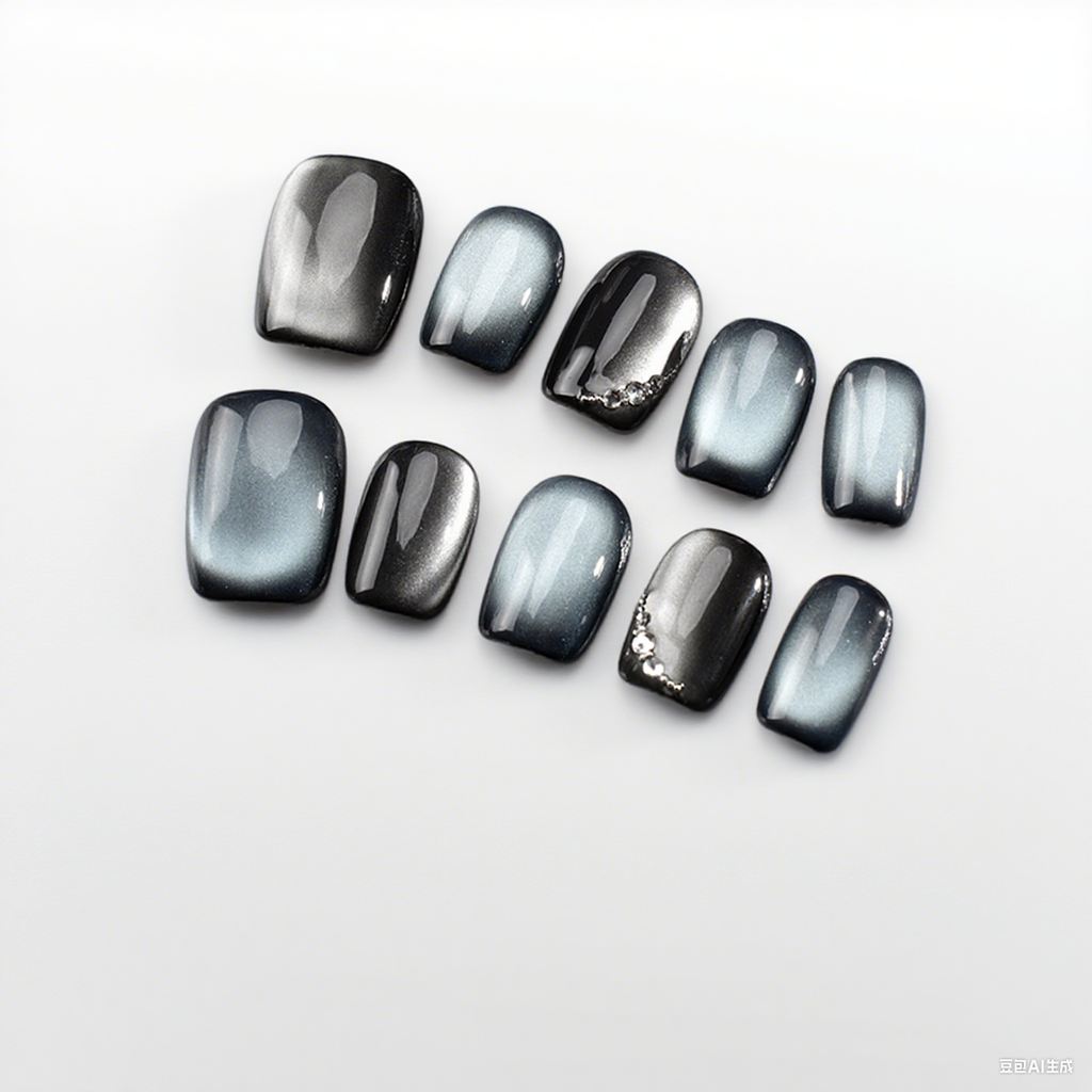 Multicolor Cat Eye Magnetic Nails - Trendy Daily/Party Style