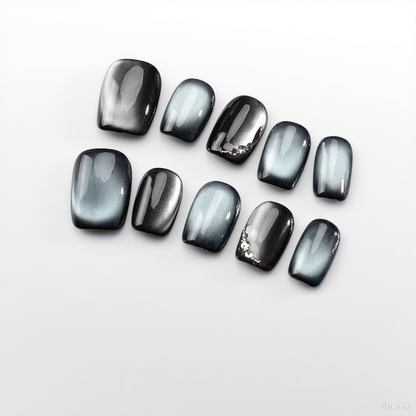 Multicolor Cat Eye Magnetic Nails - Trendy Daily/Party Style