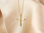 Angel Wings Cross Zircon Light Gold Color Choker Chains