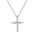 Angel Wings Cross Zircon Light Gold Color Choker Chains