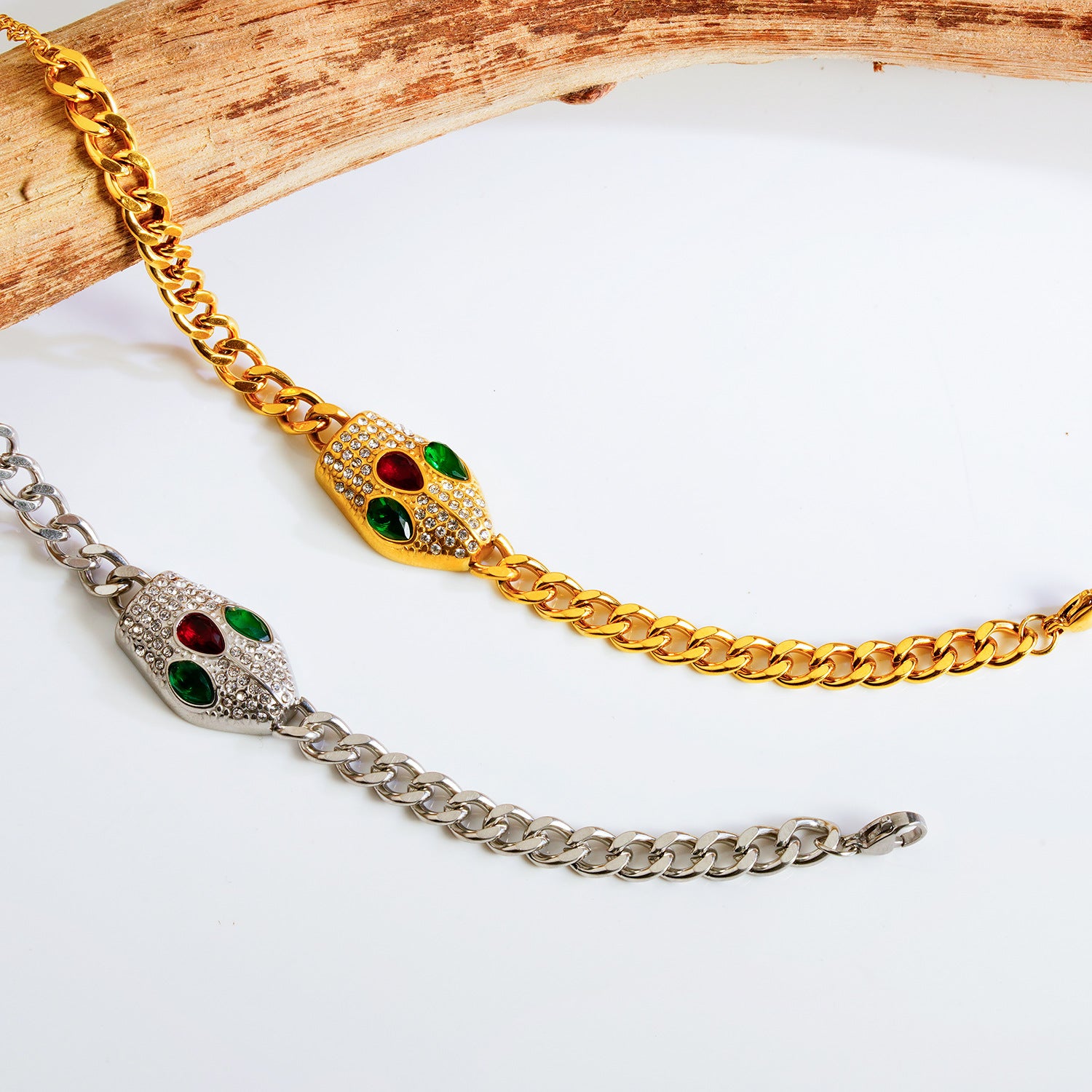 Green Red-Eyed Snake Bracelet for Women