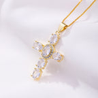 Radiant Cross CZ Stone Necklace