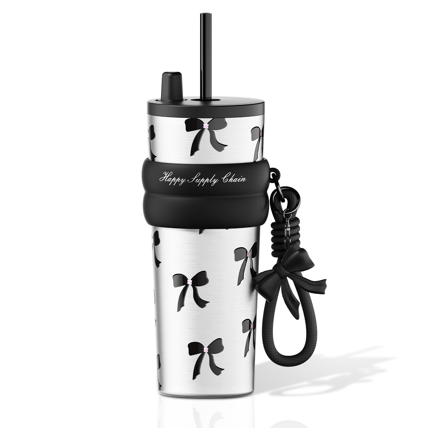 Bow Stainless Steel Tumbler with Lid and Straw