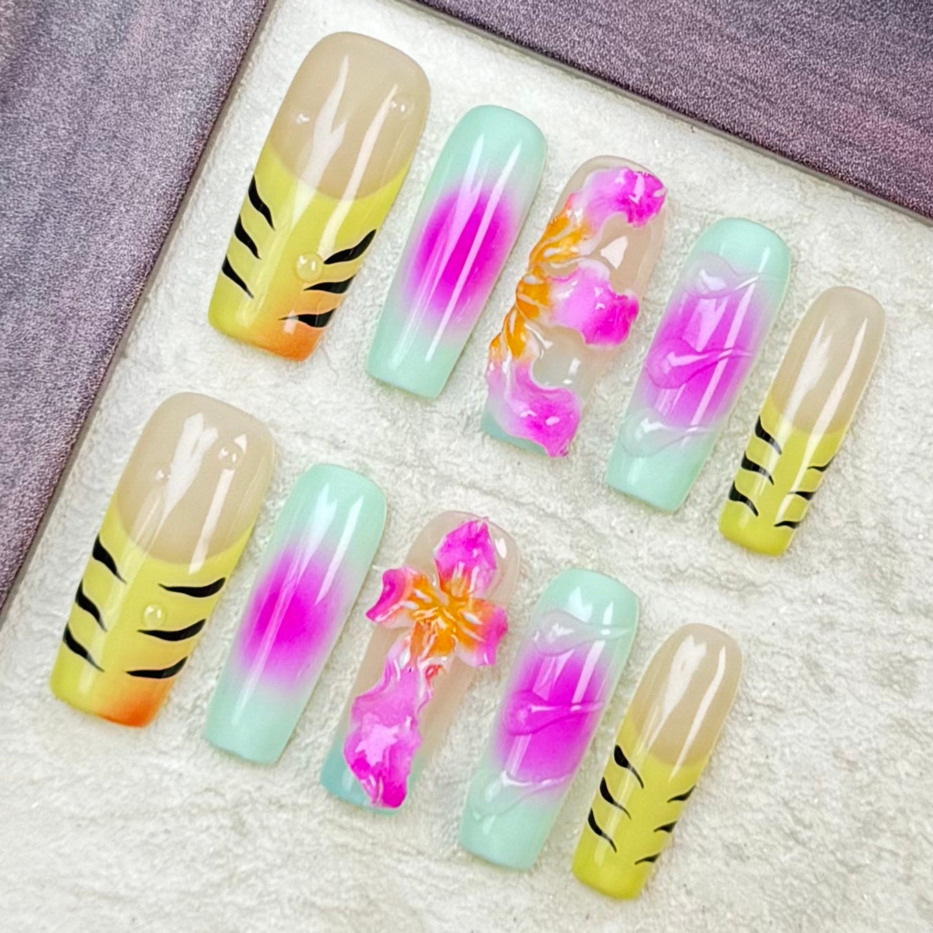 3D Floral Pink&Blue