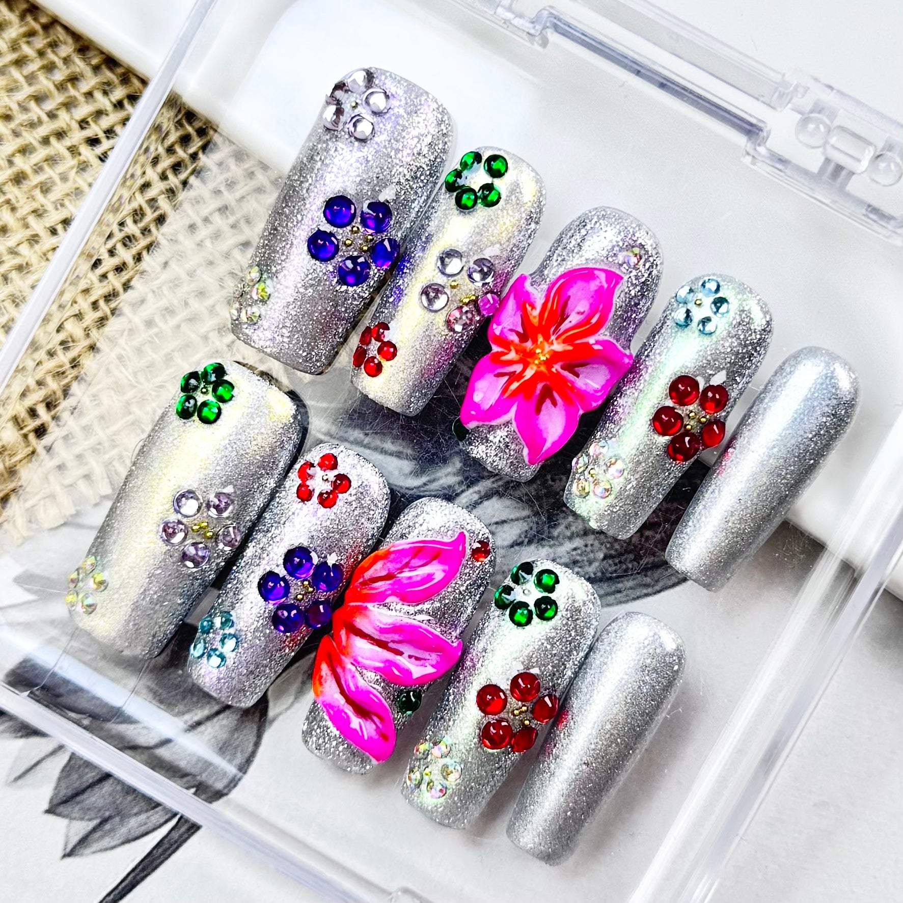 Silver 3D Blooming Flowers