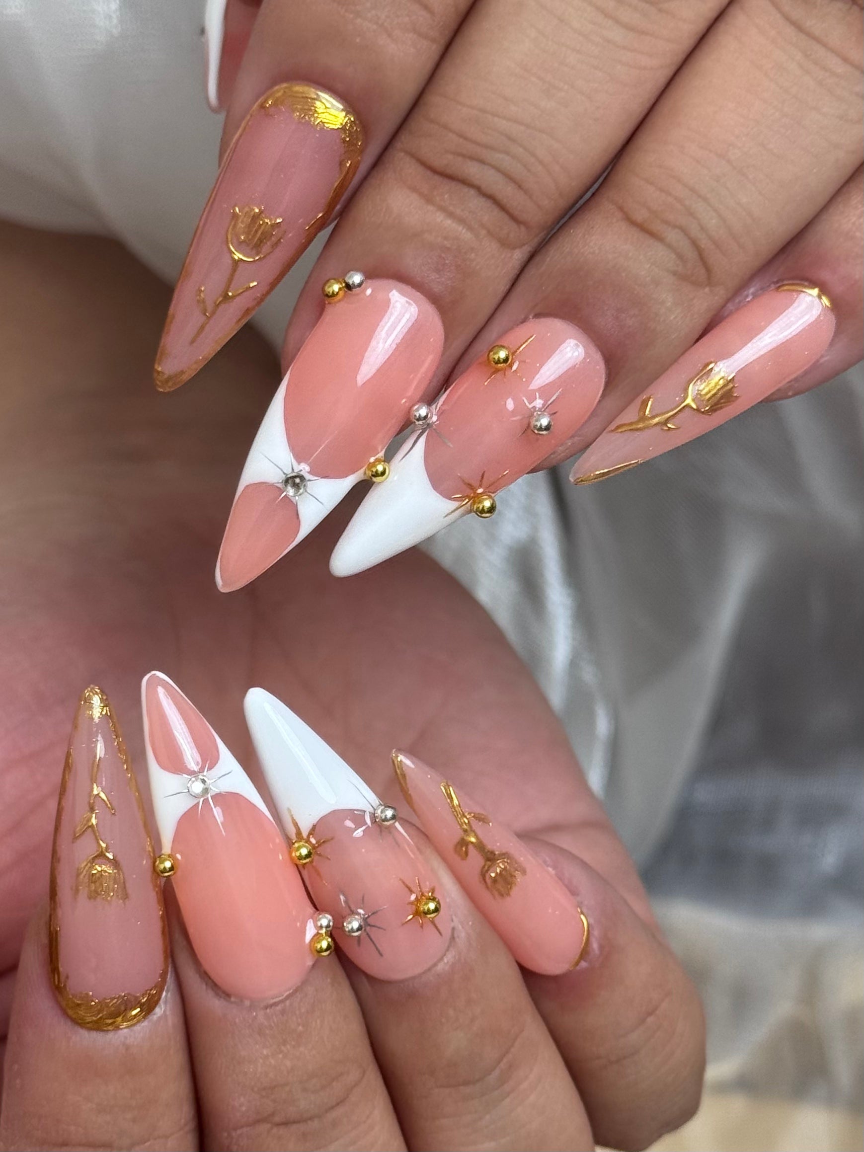 3D Pink Hand Painted Chrome Almond