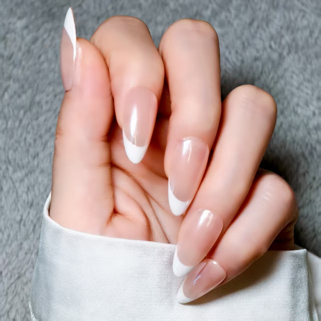 Classic French Manicure - Elegant Oval - Shaped Nails for All Occasions