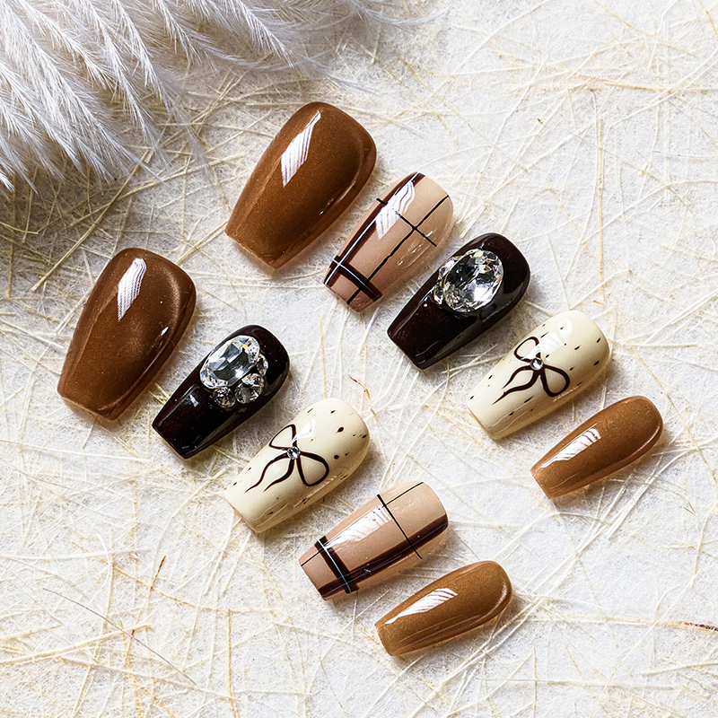 Bling Coffin Press on Nails Fake Nails Tips Full Cover