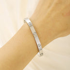 Simple and Elegant Diamond-Encrusted C-Shaped Bracelet