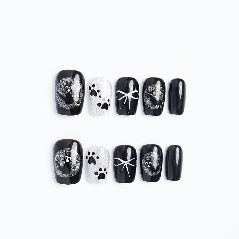 Deli's Cat Press On Nails Full Cover Stick On Nails for Women and Girls