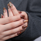 Nude Press On Nails Coffin Long Fake Nails Acrylic Gradient False Nails Marble Full Cover Stick On Nails for Women and Girls