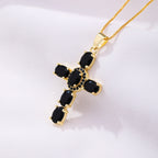 Radiant Cross CZ Stone Necklace