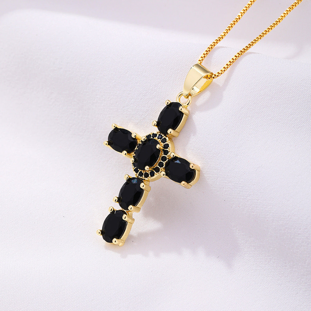 Radiant Cross CZ Stone Necklace