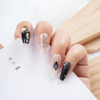 Spider & Web Design Beige - Toned Nail Set with Sparkle Accents - Halloween - Ready Manicure