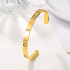Simple and Elegant Diamond-Encrusted C-Shaped Bracelet