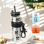Bow Stainless Steel Tumbler with Lid and Straw