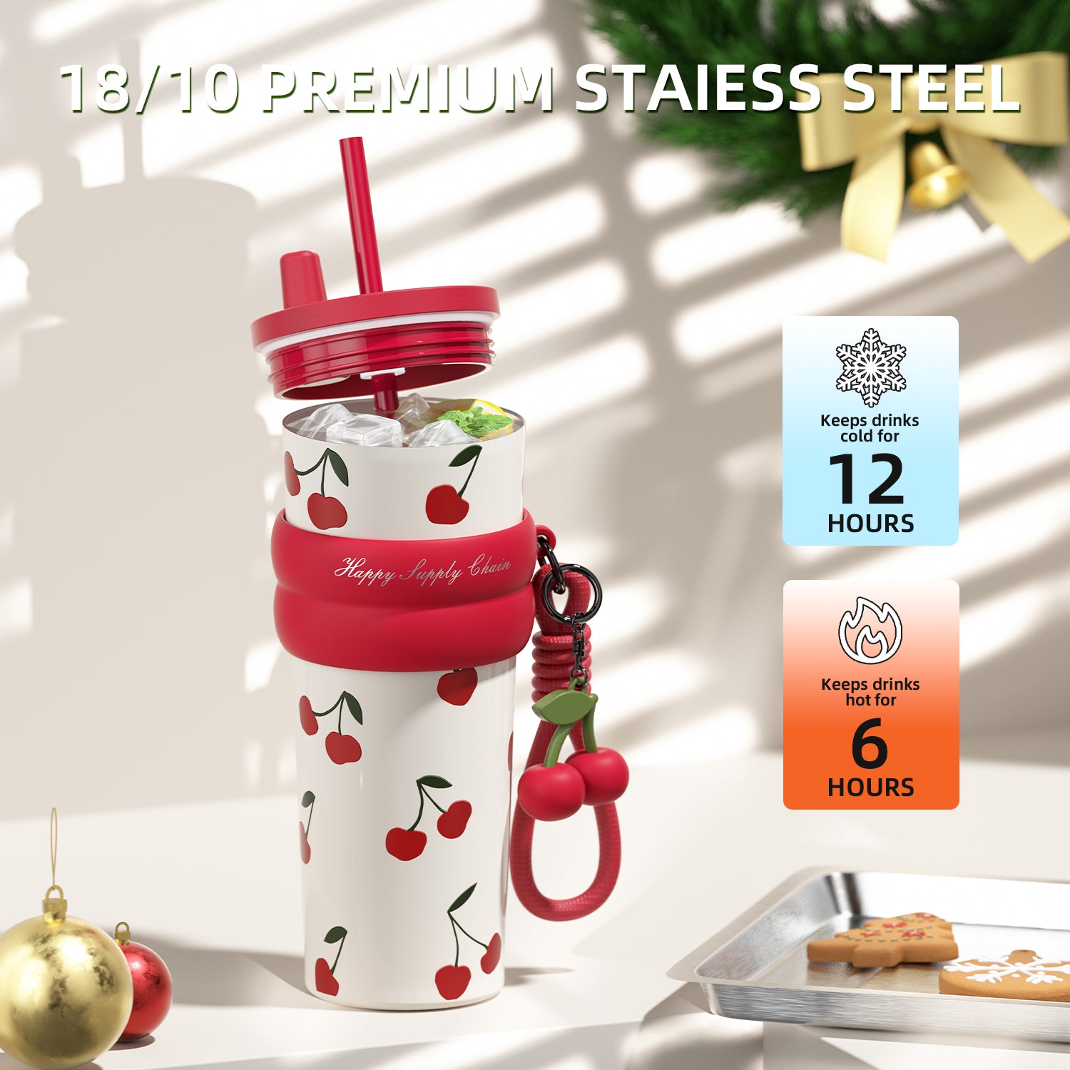 Cherry Insulated Water Bottle