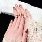 Nude Press On Nails Coffin Long Fake Nails Acrylic Gradient False Nails Marble Full Cover Stick On Nails for Women and Girls
