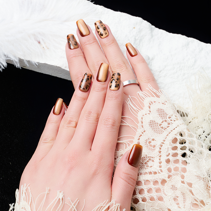 Nude Press On Nails Coffin Long Fake Nails Acrylic Gradient False Nails Marble Full Cover Stick On Nails for Women and Girls
