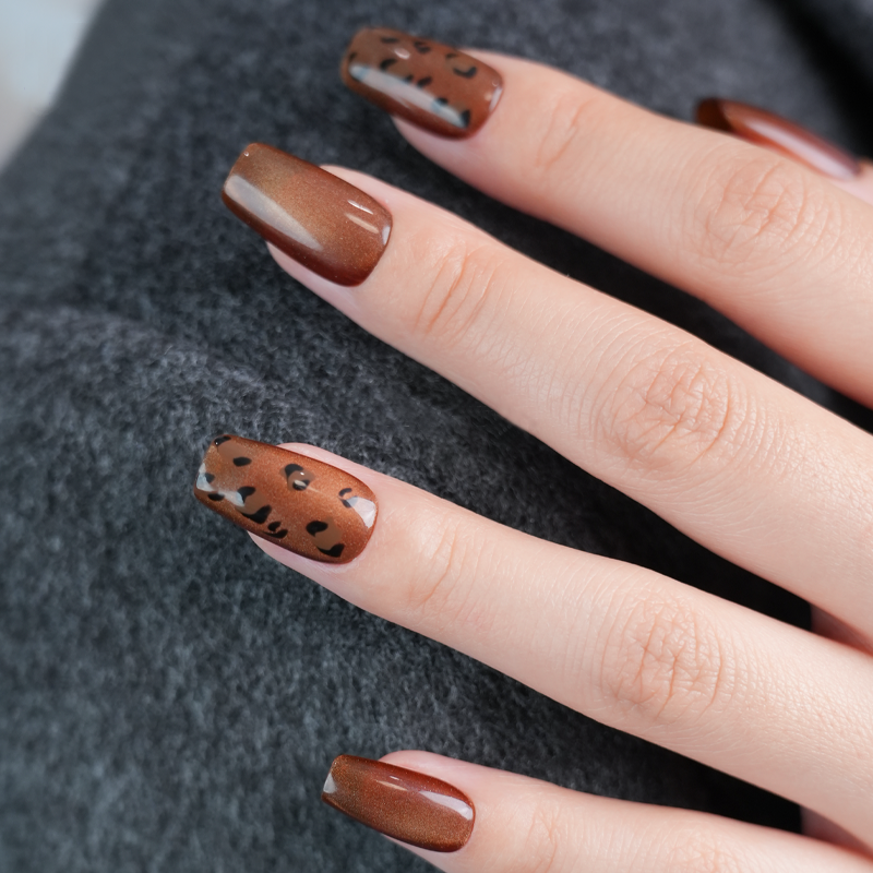Nude Press On Nails Coffin Long Fake Nails Acrylic Gradient False Nails Marble Full Cover Stick On Nails for Women and Girls