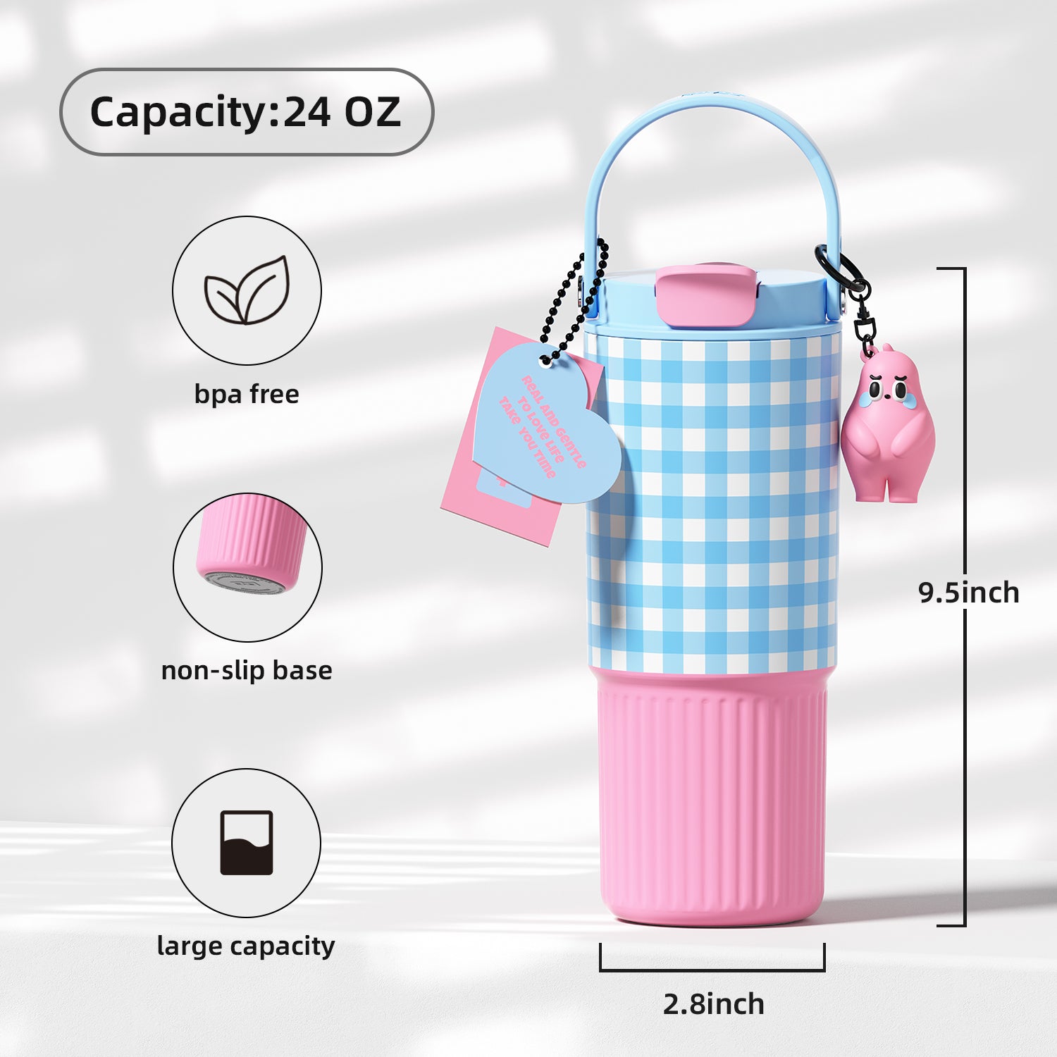 Blue and Pink 24 OZ Leak Proof Stainless Steel Tumble