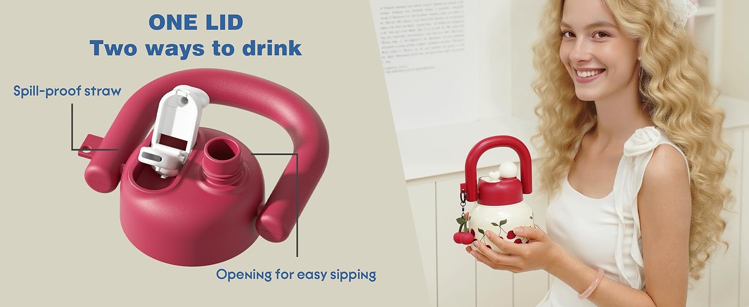 22 oz Water Bottle with Straw and Carry Handle