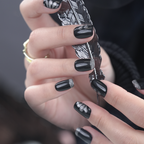 Black & Silver Glitter Accent Nails - Stylish Party Manicure Set