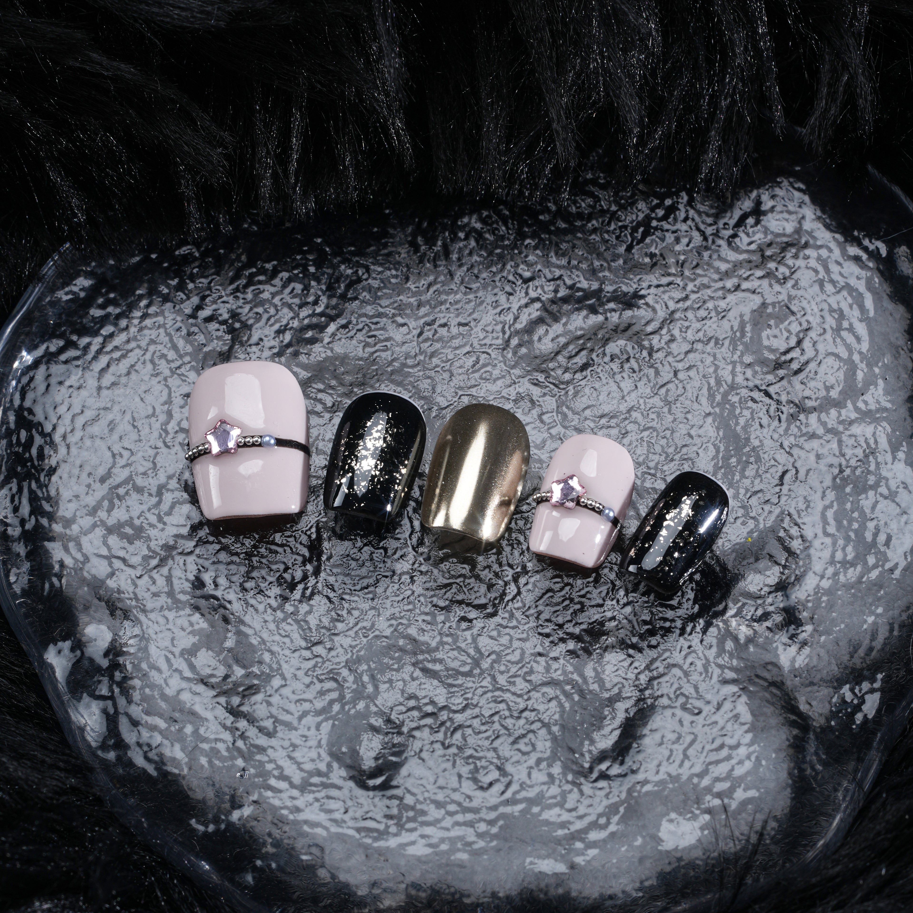 Sparkle Detail Pink & Black Nail Art - Trendy Fashion Pick