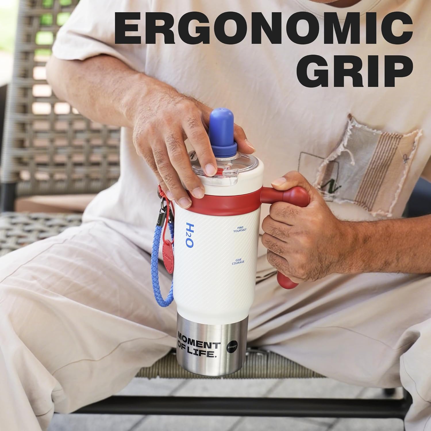Tumbler with Handle and Straw
