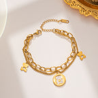 Double Layer Thick Chain Heart Bear Bracelet