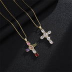 Radiant Cross CZ Stone Necklace