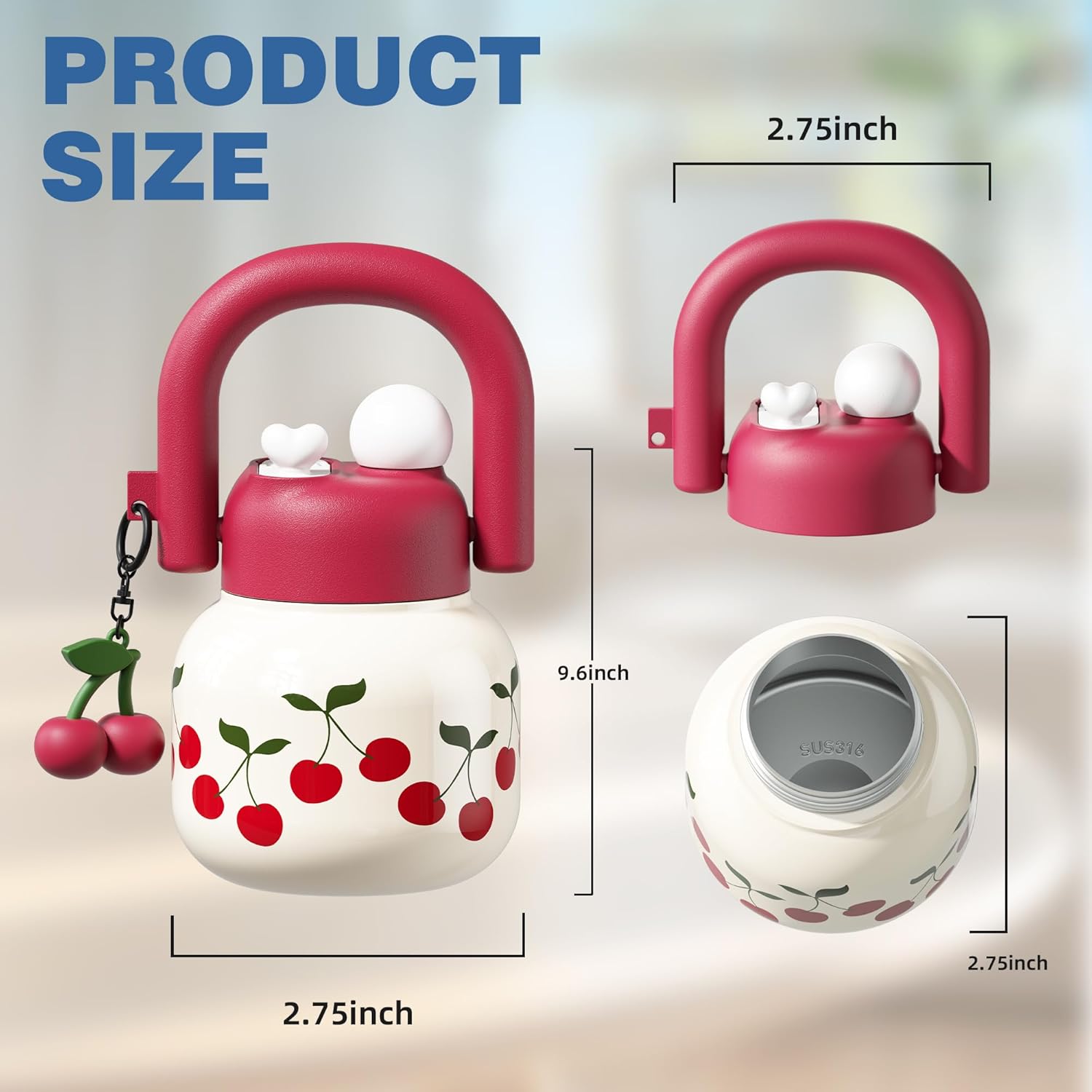 22 oz Water Bottle with Straw and Carry Handle