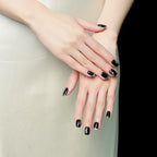 Black & Silver Glitter Accent Nails - Stylish Party Manicure Set