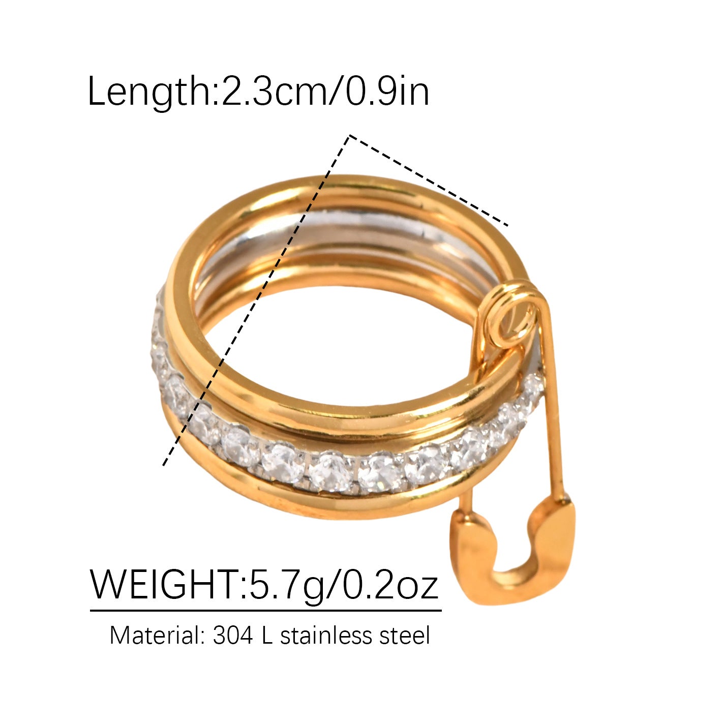 Gold Circle Ring Buckle Diamond Multi-layer Ring