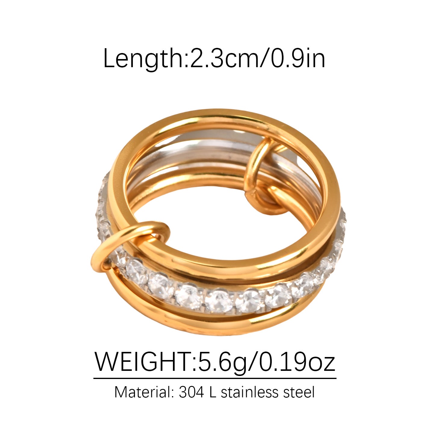Gold Circle Ring Buckle Diamond Multi-layer Ring