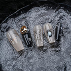 Spider & Web Design Beige - Toned Nail Set with Sparkle Accents - Halloween - Ready Manicure