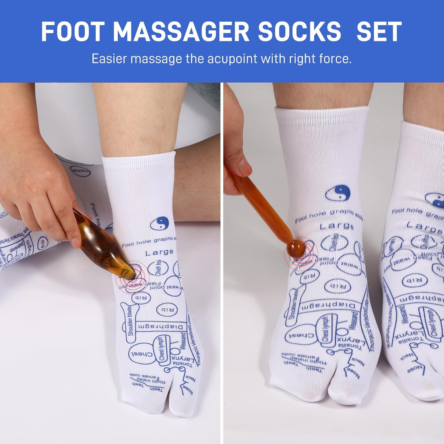 Foot Reflexology Sock Set with Massage Tool