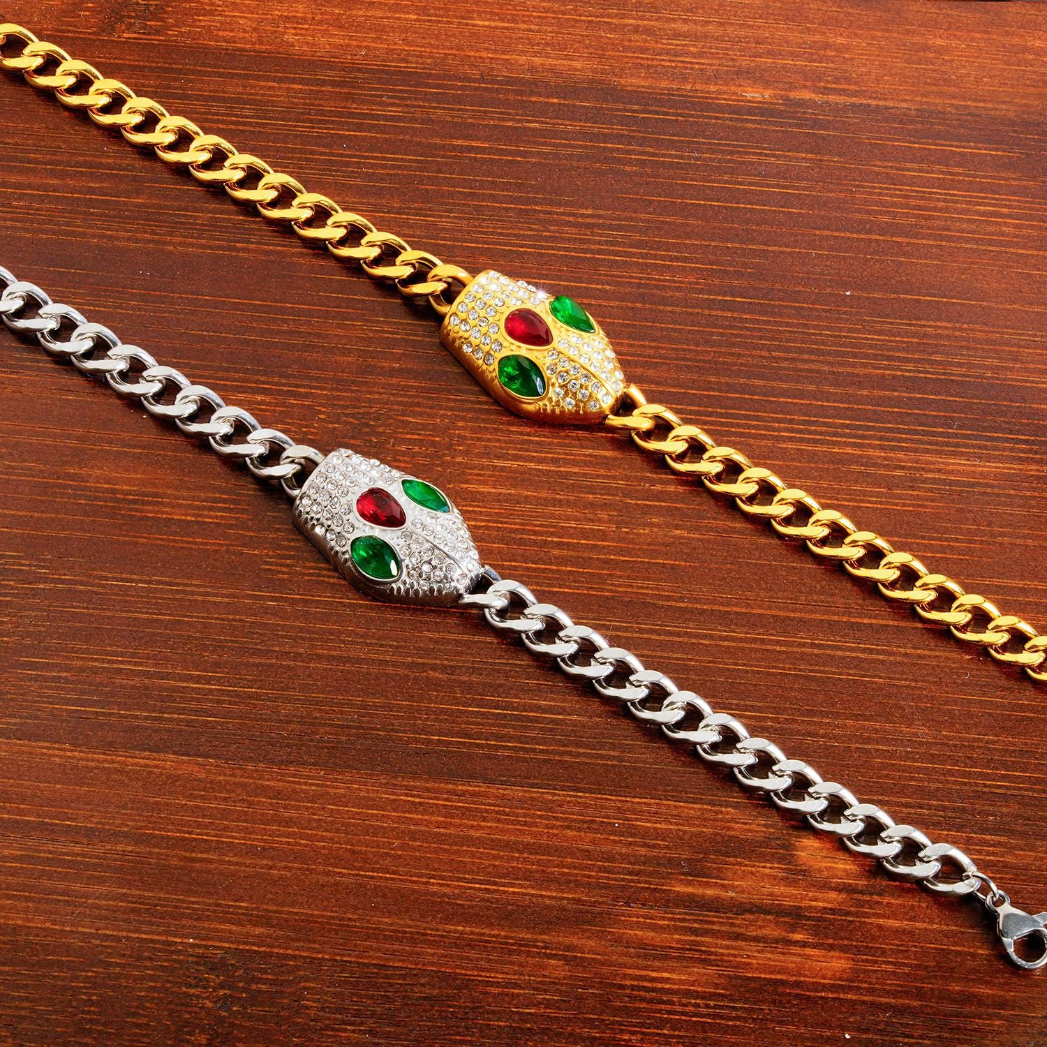 Green Red-Eyed Snake Bracelet for Women