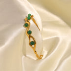 French Retro Green and Red Natural Stone Bracelet