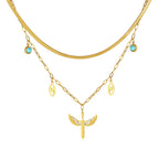 Demon Eye Angel Wings Cross Pendant Steel Necklace