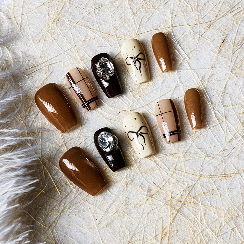 Bling Coffin Press on Nails Fake Nails Tips Full Cover