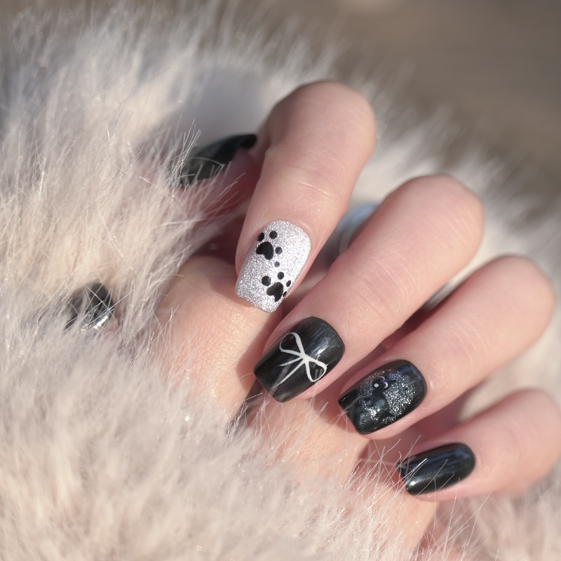 Deli's Cat Press On Nails Full Cover Stick On Nails for Women and Girls