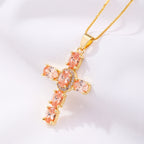 Radiant Cross CZ Stone Necklace