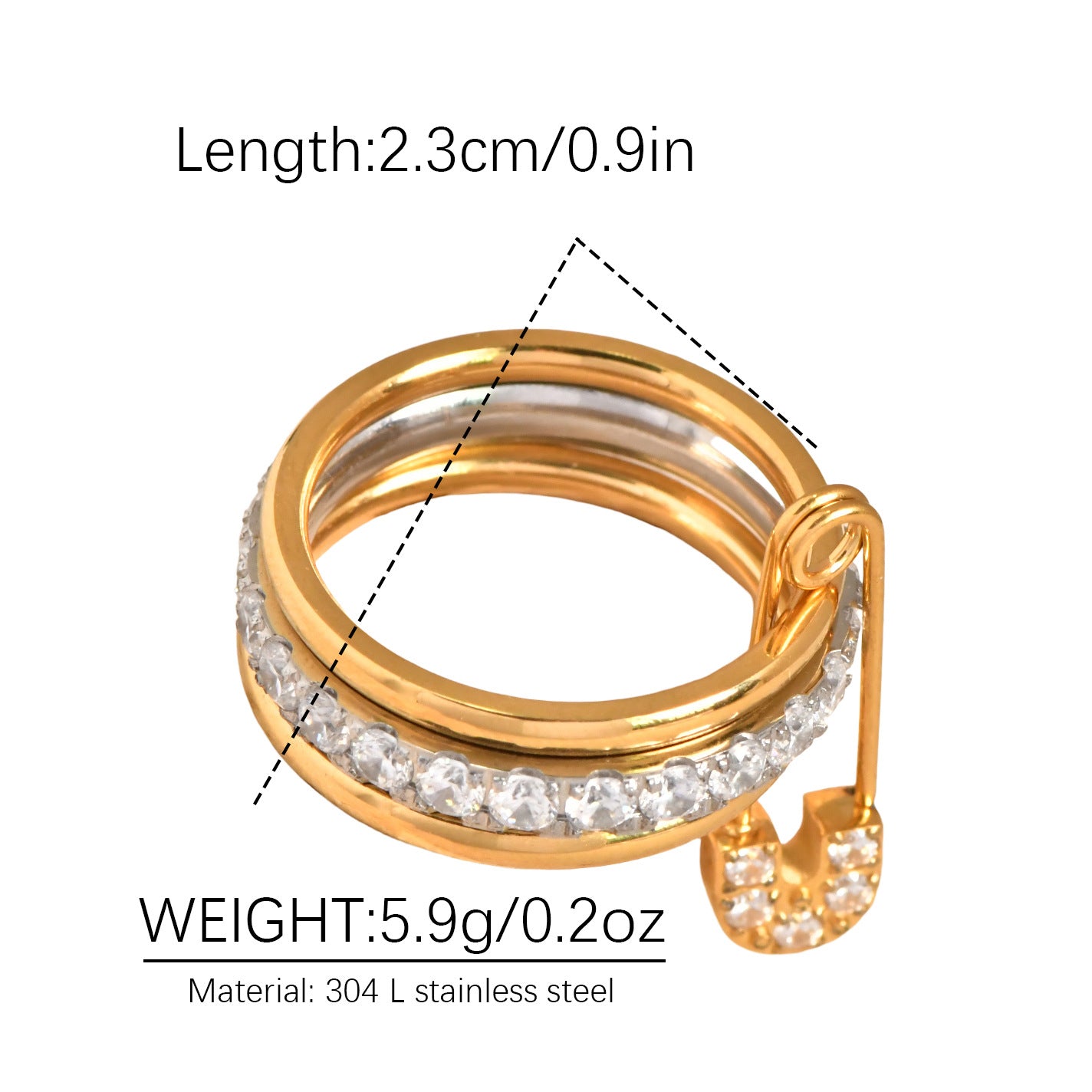 Gold Circle Ring Buckle Diamond Multi-layer Ring