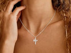 Gold Cross Necklace with Crown Charm