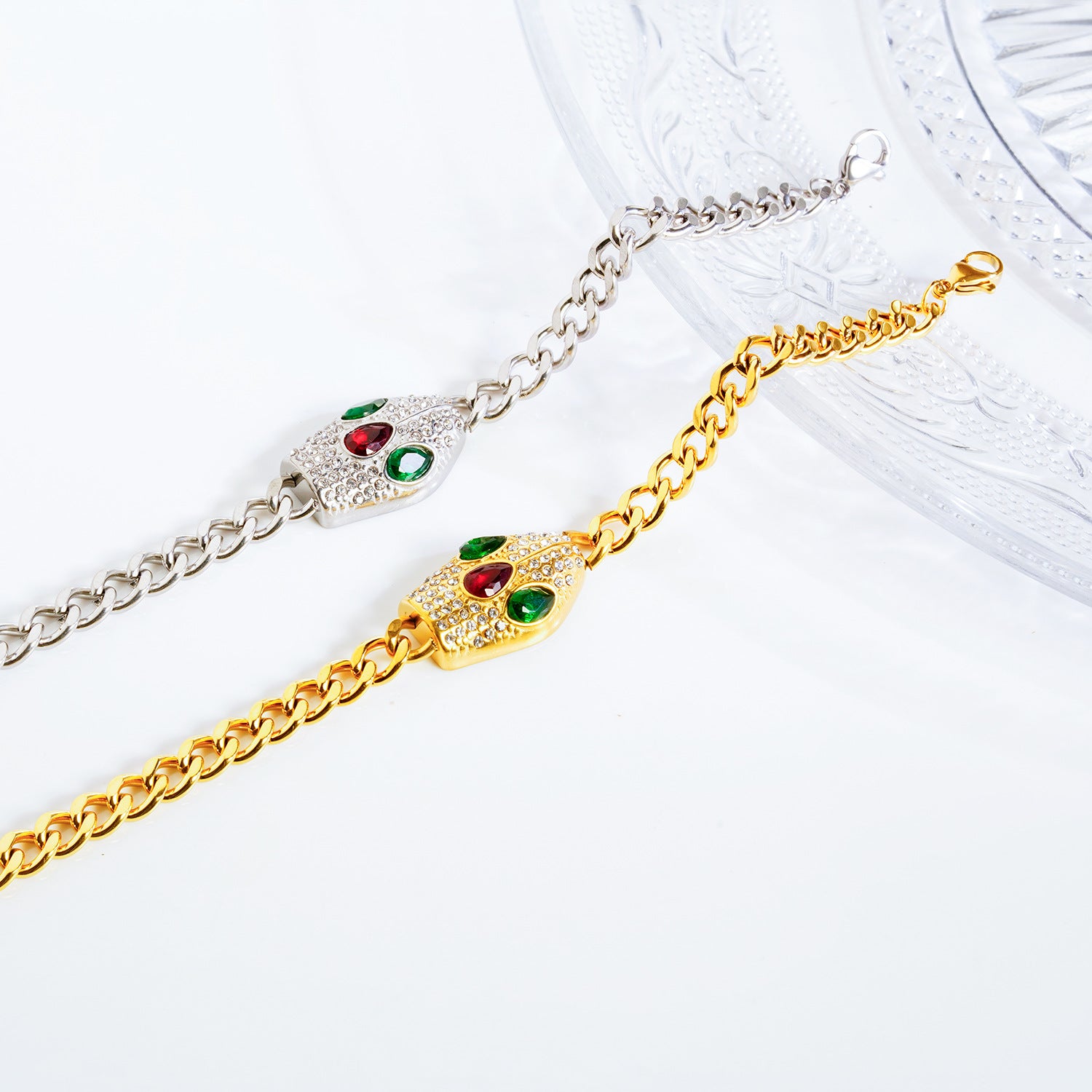 Green Red-Eyed Snake Bracelet for Women