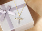Angel Wings Cross Zircon Light Gold Color Choker Chains