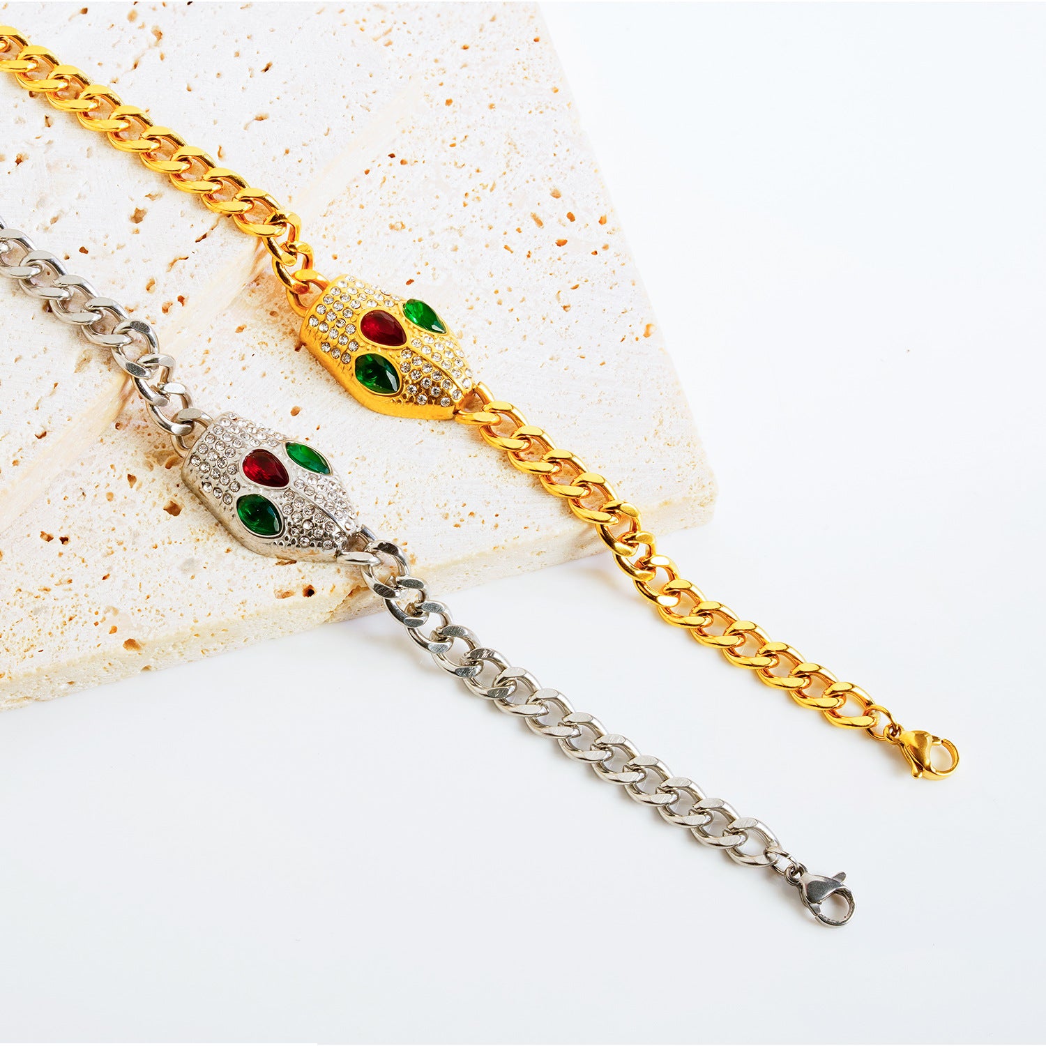 Green Red-Eyed Snake Bracelet for Women